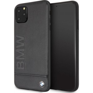 iPhone 11 Pro Max TPU Case hoesje - BMW - Effen Zwart - Leer