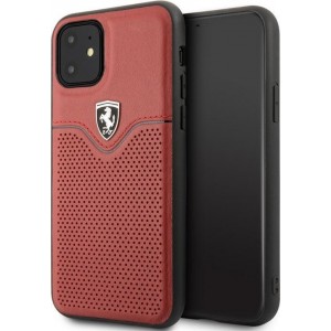 Ferrari Perforated Leather Hard Case - Apple iPhone 11 (6.1") - Rood