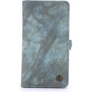 Caseme - iPhone 12 Hoesje - Uitneembare Portemonnee Vintage Blauw