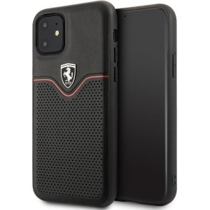 iPhone 11 Backcase hoesje - Ferrari - Effen Zwart - Leer