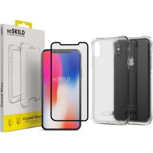 SoSkild iPhone Xs Max Absorb Impact Case and Tempered Glass Transparant