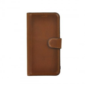 iPhone 11 hoesje - Bookcase - Portemonnee Hoes 2in1 uitneembaar Echt leer Wallet case Antiek bruin