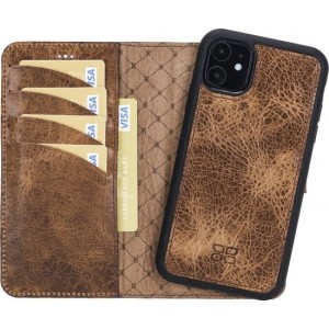 Bouletta Uitneembare 2-in-1 Leer WalletCase Hoes iPhone 11 Vegetal Brown