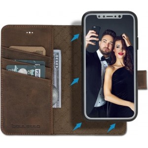 Bouletta Uitneembare 2-in-1 Leer WalletCase iPhone Xr - Vintage Brown