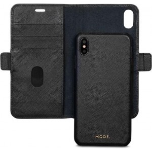 iPhone Xs Max Bookcase hoesje - dbramante1928 - Effen Zwart - Leer