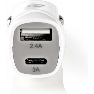 Nedis autolader met 1 USB-C en 1 USB-A poort - 3,4A / wit