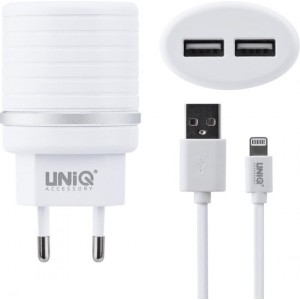 UNIQ Accessory Dual Port 2.4A travel charger - Apple Lightning Wit (CE)