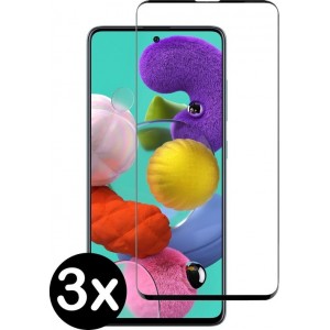 Samsung Galaxy A51 Screenprotector Gehard Glas Full Cover 3D - 3 PACK