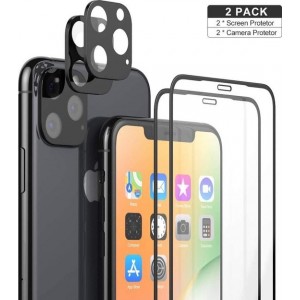 iPhone 11 - Camera Lens Protector 2 Pack + 2 Pack Tempered Glass Full 3D Glass Screen Protector