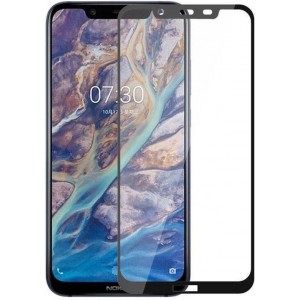 Nokia 8.1 - Full Cover Screenprotector - Gehard Glas - Zwart