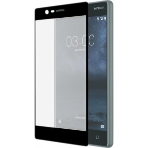 Azuri screenprotector met gebogen verhard glas - Voor Nokia 3 - Zwart