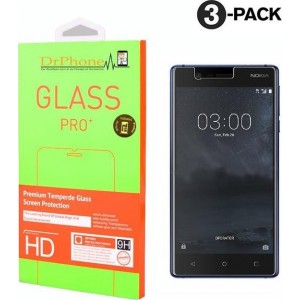 DrPhone 3 x Nokia 5 Glas - Glazen Screen protector - Tempered Glass 2.5D 9H (0.26mm)