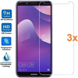 3 Stuks Screenprotector Tempered Glass Glazen Gehard Screen Protector 2.5D 9H (0.3mm) - Huawei Y7 2018