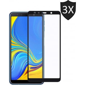 3x Samsung Galaxy A7 (2018) Screenprotector Glazen Gehard | Full Screen Cover Volledig Beeld | Tempered Glass - van iCall