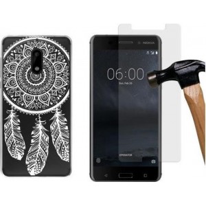 MP Case glasfolie tempered screen protector gehard glas voor Nokia 6 + Gratis Spring TPU case hoesje voor Nokia 6