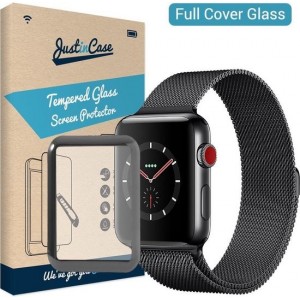 Just in Case Full Cover Tempered Glass Apple Watch 42mm Protector - Black