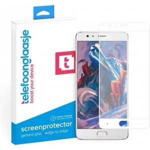 OnePlus 3T screenprotector gehard glas Edge to Edge - wit