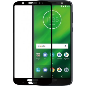 Azuri screenprotector Tempered Glass flat RINOX ARMOR - Voor Motorola Moto G6 Plus - Zwart frame