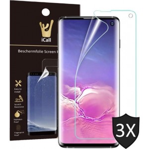 3x Samsung Galaxy S10e Screenprotector | Glas PET Folie Screen Protector Transparant iCall | Full-Screen