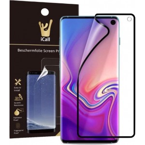 Samsung Galaxy S10 Screenprotector | Glas PET Folie Screen Protector Zwart iCall | Full-Screen