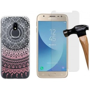 MP Case screenprotector Gratis Mandala back cover voor Samsung Galaxy J3 2017