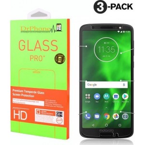 DrPhone 3 x Moto G6 Glas - Glazen Screen protector - Tempered Glass 2.5D 9H (0.26mm)