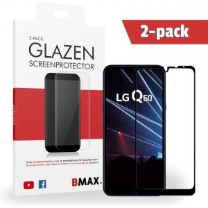 2-pack BMAX Glazen Screenprotector LG Q60  Full Cover Glas / Met volledige dekking / Beschermglas / Tempered Glass / Glasplaatje