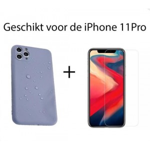 Apple iPhone 11 Pro Hoesje - Siliconen Backcover - Met Lens Bescherming - Lichtpaars