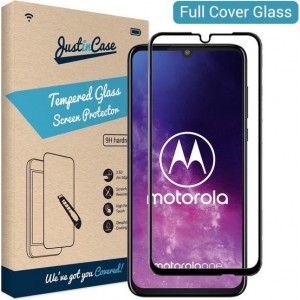 Just in Case Full Cover Tempered Glass voor Motorola One Zoom - Zwart