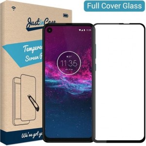 Just in Case Full Cover Tempered Glass voor Motorola One Action - Zwart