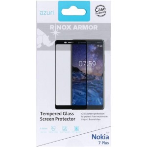 Azuri Tempered Glass flat RINOX ARMOR - zwarte frame -Nokia 7 plus