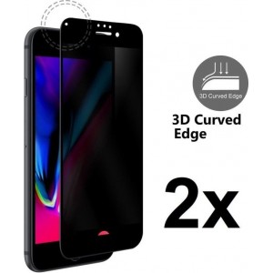 4mobilez set 2x Premium Iphone 7/8 Privacy screenprotector  - 3D zwart