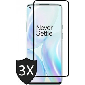 OnePlus 8 Screenprotector - Full Screen Protector Glas - 3 Stuks