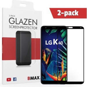 2-pack BMAX Glazen Screenprotector LG K40 Full Cover Glas / Met volledige dekking / Beschermglas / Tempered Glass / Glasplaatje