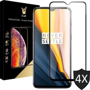 OnePlus 7 Screenprotector - Tempered Glass Gehard Glas - Full Screen Cover Volledig Beeld - iCall - 4 Stuks