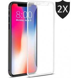 2x Apple iPhone Xs / X Screenprotector Glazen Gehard | Full Screen Cover Volledig Beeld | Tempered Glass Wit - van iCall