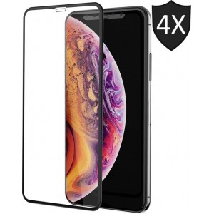 4x Apple iPhone Xs / X Screenprotector Glazen Gehard | Full Screen Cover Volledig Beeld | Tempered Glass - van iCall