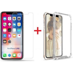 Ntech Apple iPhone Xs Screenprotector Tempered Glass + Anti Shock Hoesje