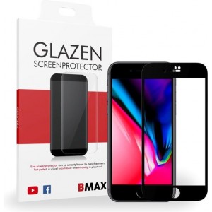 BMAX iPhone 8 Plus Glazen Screenprotector Full Cover (Zwart) | Dekt het volledige scherm! | Beschermglas | Tempered Glass