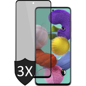 Samsung A51 Screenprotector Privacy - Samsung Galaxy A51 Screenprotector Privacy - Full Screen Protector Glas - 3 Stuks