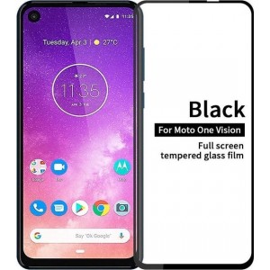 Motorola One Vision - Full-Cover Tempered Glass - Zwart