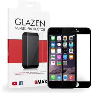 BMAX iPhone 6 / 6S Glazen Screenprotector Full Cover (Zwart) | Dekt het volledige scherm! | Beschermglas | Tempered Glass