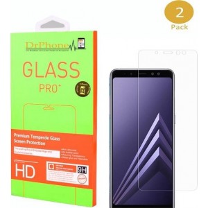 DrPhone 2 x A8+(Plus) 2018 Glas - Glazen Screen protector - Tempered Glass 2.5D 9H (0.26mm)