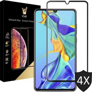 iCall - Huawei P30 Screenprotector - Tempered Glass Gehard Glas - Full Screen Cover Volledig Beeld - 4 Stuks