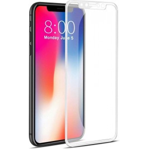 Apple iPhone Xs / X Screenprotector Glazen Gehard | Full Screen Cover Volledig Beeld | Tempered Glass Wit - van iCall