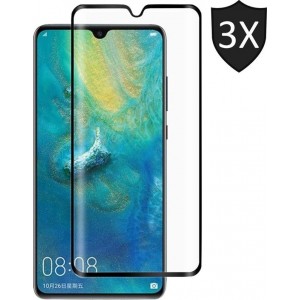 3x Huawei Mate 20 Screen Protector Glazen Gehard | Full Screen Cover Volledig Beeld | Tempered Glass - van iCall