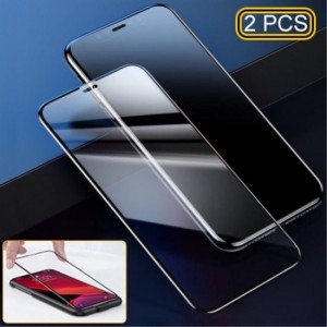 0,23mm PET+ Curved-screen Tempered Glass Screen Protector voor iPhone XS Max / iPhone 11 Pro Max (2 stuks) - ZWART