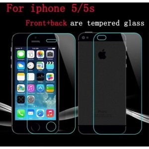 Explosion Proof Tempered Glass Film Screen Protector (Voor + achterzijde) voor Apple iPhone 5 5S SE