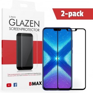 2-pack BMAX Honor 8X Screenprotector Full Cover Glas / Dekt het volledige scherm! / Beschermglas / Tempered Glass / Glasplaatje