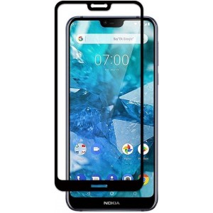 Ntech Nokia 7.1 full cover Screenprotector Tempered Glass - Zwart